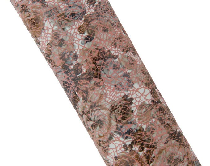 FLORAL textured goatskin, pink CRACKLE printed leather skin with flower pattern, glossy soft material for hobbyists B19392-ST LaGarzarara