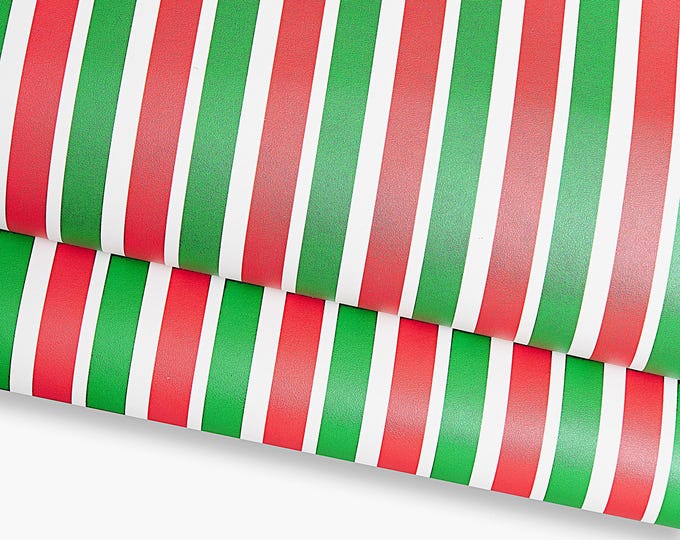 Colorful STRIPED leather hide, white red green stripes on cowhide, italian flag colors texture on calfskin, 1.5 - 1.7 mm B17190-ST
