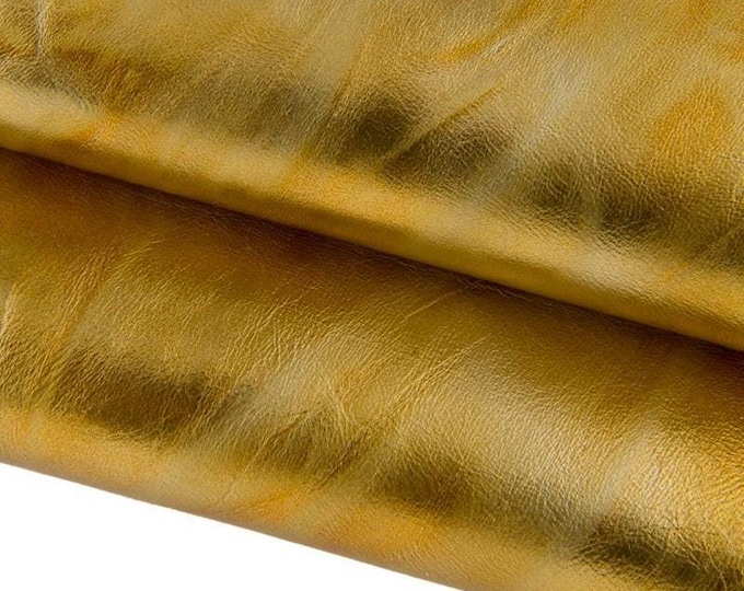 METALLIC wrinkled goatskin leather in bright and fluo neon colors, soft shaded hides for diy projects B17321-MT La Garzarara