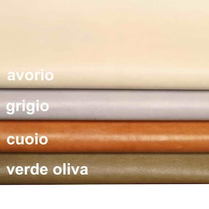 PELLI di capra morbide e leggere, materiale per cucito vera pelle avorio verde oliva grigio cuoio, pellami sportivi B13741-TU La Garzarara