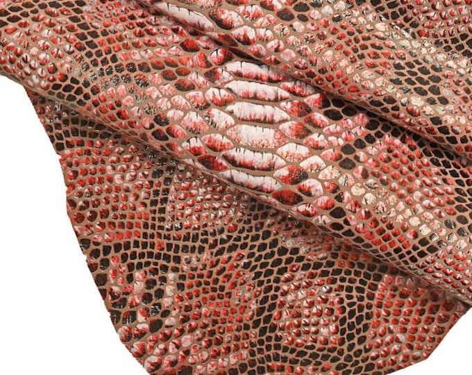 Snake Python print leather skin, metallic multicolor Reptile goat  B13072-ST La Garzarara