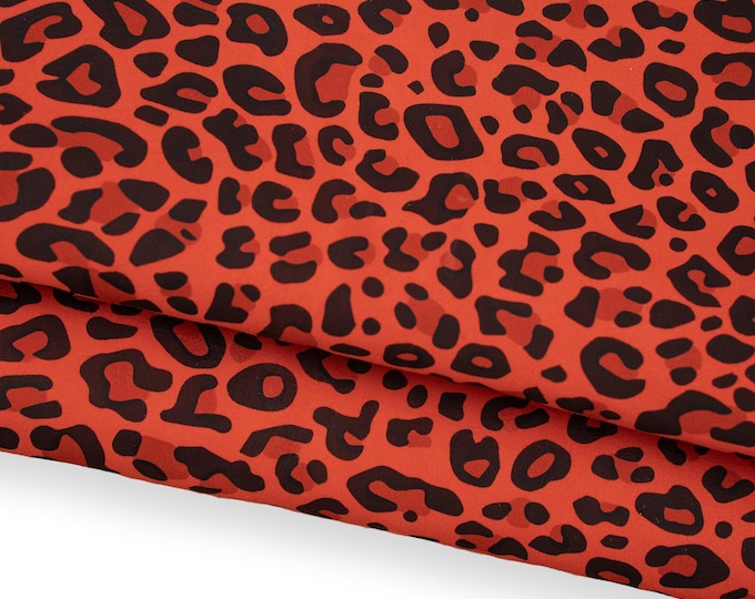 Vivid LEOPARD leather skin, animal print bright SUEDE goatskin, cheetah pattern on suede aquamarine - orange - skyblue B18685-ST LaGarzarara