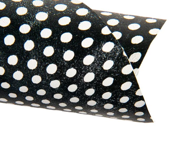 Polka DOTS printed leather skin, black and white textured goatskin   B16856-ST   La Garzarara