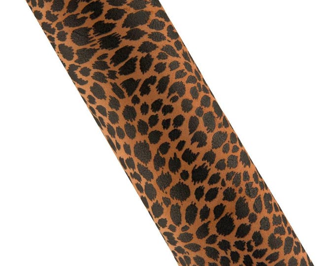Brown spotted leather skin, orange/black LEOPARD textured soft suede animal print goatskin for diy projects B19185-ST La Garzarara