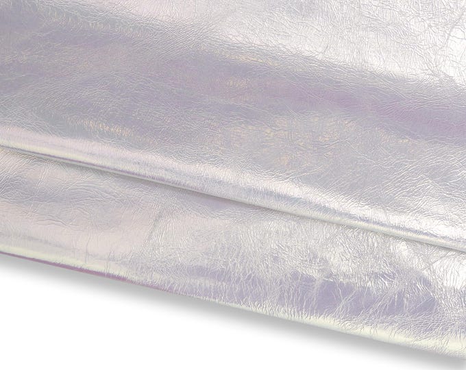 Silver IRIDESCENT leather skin, WRINKLED metallic goatskin, soft hide for diy projects B17200-MT La Garzarara