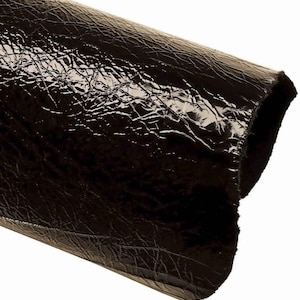 Pelle di naplak nera, vitellino verniciato nero stropicciato, pellame lucido sportivo 0.6 -0.7 mm B18094-TB La Garzarara