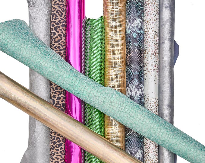 Leather STOCK deal, full skins - RANDOM selection - mix of colors, textured, metallics, distressed, solid colors  B149  La Garzarara