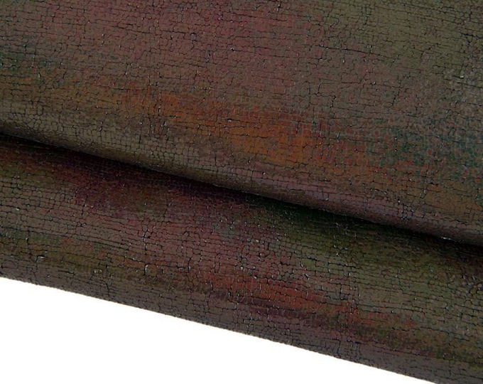 Steel metal IRIDESCENT leather skin, lizard printed, crackled goatskin, soft hide for crafters B17203-MT(ST) La Garzarara