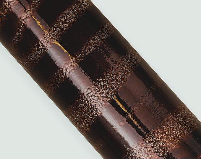 ZEBRA textured PATENT leather hide, brown ray embossed cowhide - maxi animal print - medium softness, elegant calfskin  B18048-ST