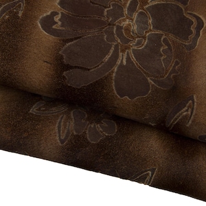 Pellame cavallino a FIORI marrone, pelle pony floreale, vitello stampato morbido B17428-CV La Garzarara