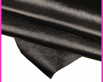BLACK glossy goatskin, wrinkled leather skin, soft sporty skin B16356-TB La Garzarara