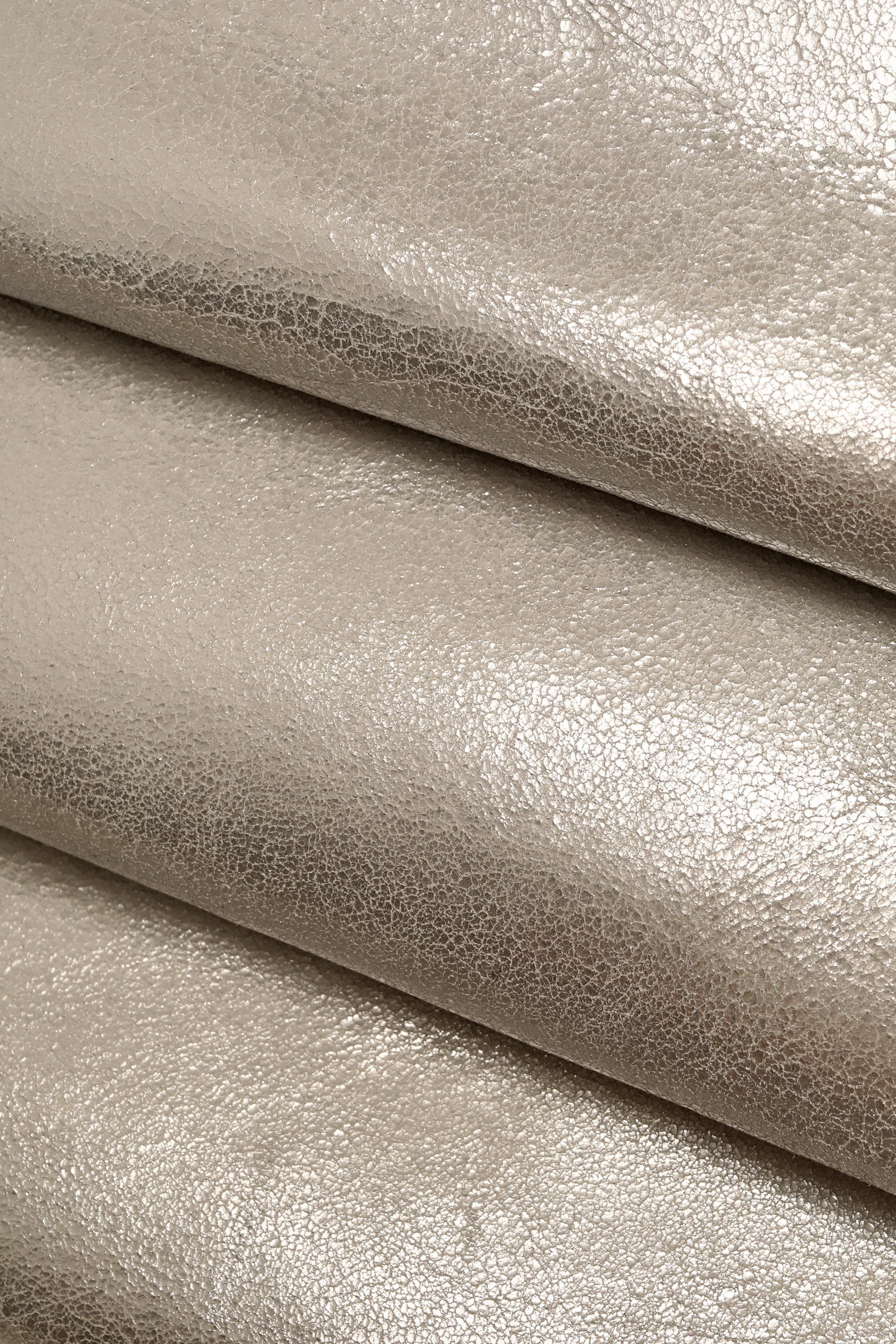 Real Lambskin Leather - Silver Crackled Effect
