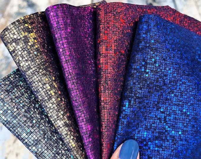 10 Selected leather scraps, PIXEL textured, mix colorful selection leather remnants as per pictures  RT16 La Garzarara