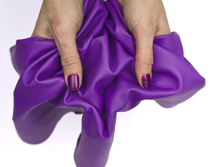 Purple NAPPA lambskin, smooth leather skin for garments, soft lambskin for diy projects 0.6 - 0.7 mm B17605-TU La Garzarara