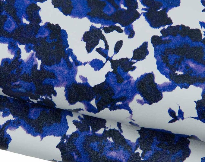 FLORAL textured sheepskin, abstract flower print on SOFT leather skin, bright textured lambskin for hobbyists B19125-ST La Garzarara