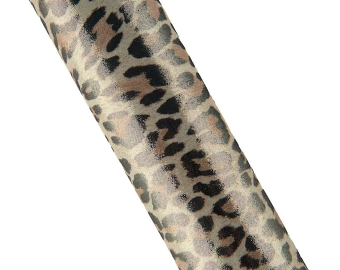 LEOPARD printed leather skin, black - beige METALLIC cheetah texture on gray goatskin,soft bright skin 0.5-0.8 mm B19258-MT(st) La Garzarara
