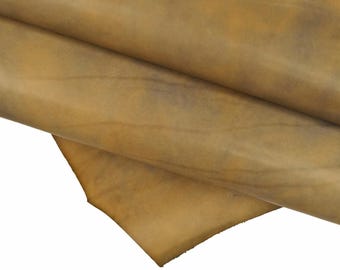Marmoriertes, pflanzlich gegerbtes Kalbsleder, handgefertigtes, wolkenartiges Naturleder B14799-VT La Garzarara