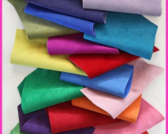 Leather SCRAPS bag, suede in BRIGHT colors, smooth and solid tones leather pieces  0,7 lbs(0,300 kg) - 1 lbs (0,500 kg) B1503-RC