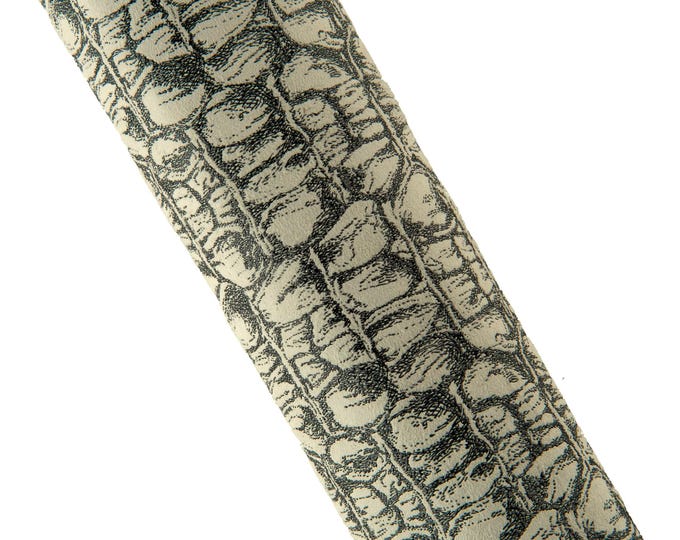 Monochrome Crocodile Leather Skin, Designer Genuine, Black White Croc Hide B19202-ST La Garzarara