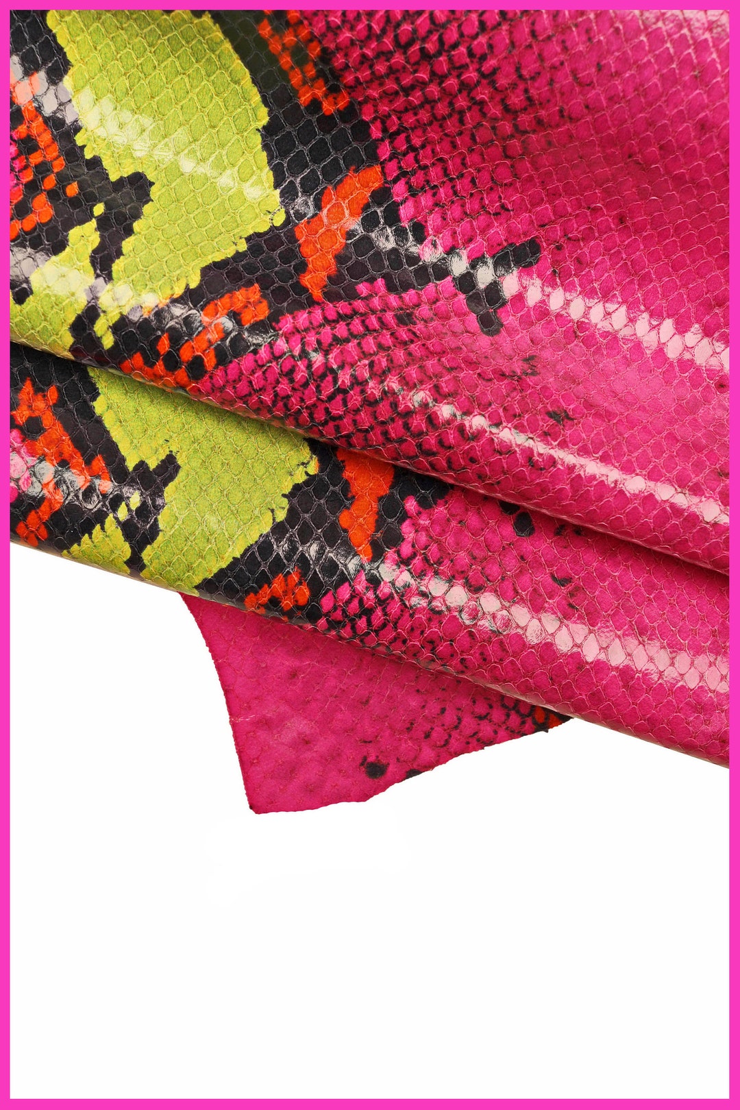 Multicolor Python Textured Leather Hide Glossy Vibrant Snake Print ...