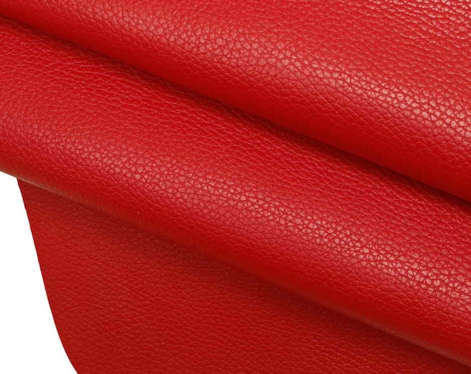 RED PEBBLED leather hide, grain textured cowhide, soft full grained skins  B13058-VT La Garzarara