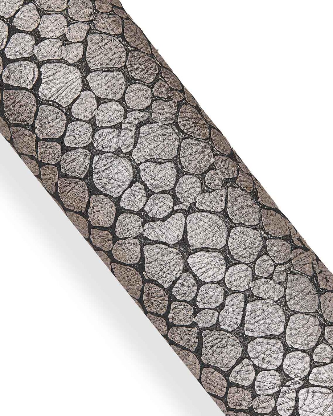 Grey METALLIC CROCODILE Embossed Leather Hide, Animal Pattern on Soft ...