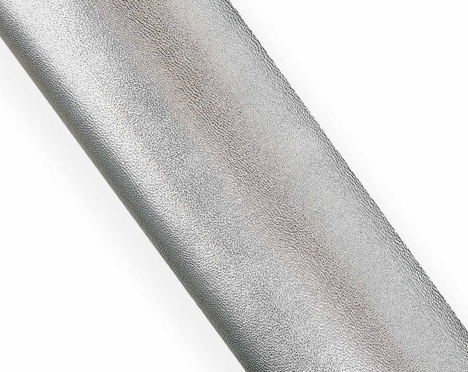 Silver METALLIC leather skin, smooth soft goatskin, hide for DIY creations, 0.8 -0.9 mm B17841-MT