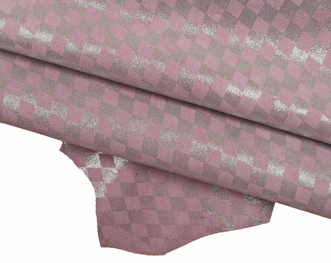 Metallic textured leather skin, soft bright suede goatskin, GEOMETRICAL print on soft skin  B15905-MT(ST)  La Garzarara