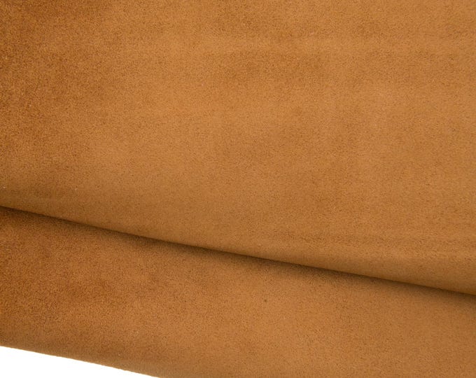 Tan top quality SUEDE leather hide, tan SOFT suede calfskin, good writing effect, 0.6 - 0.8 mm, for diy projects B18519-TU La Garzarara
