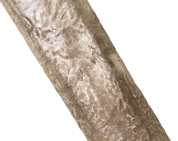 METALLIC SPORTY leather skin, dove wrinkled washed goatskin, light gold foil on brown soft hide for hobbyists B18207-MTLa Garzarara