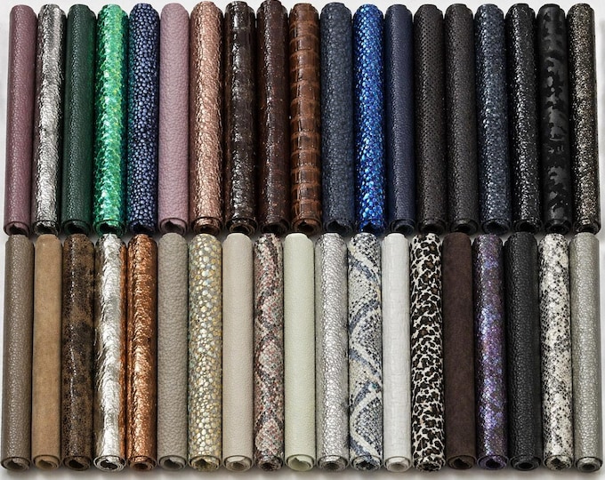Leather STOCK deal, 50 leather full hides -RANDOM selection -  MIX of colors, textured, metallics, distressed and solid colors   B182
