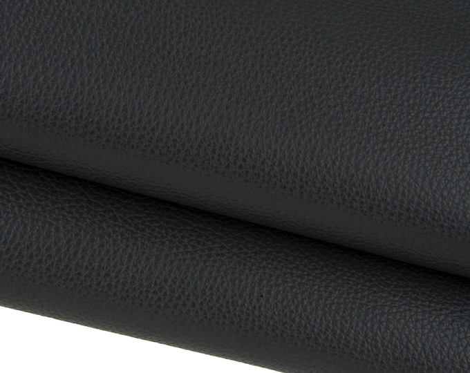 Dark grey GRAINY leather hide, pebble grain printed cowhide, soft semi glossy cafskin, 1.5 - 1.6 mm B17252-TU La Garzarara