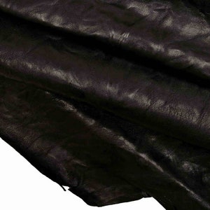 PELLAME conciato al VEGETALE -pelle di agnello lavato effetto stropicciato nero -cuoio vintage - semi lucido morbido B12695-TB La Garzarara