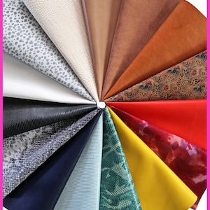15 Scampoli di pelle casuali, stampati, tinta unita, laminati, pezzi pretagliati pellami selezionati, assortimento MIX, 30x30 cm   B14367-PZ