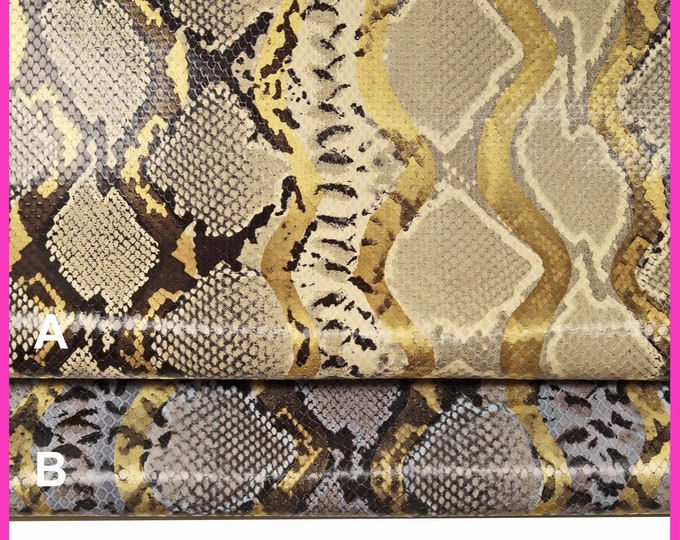 Luxury Printed Snakeskin hide – High-Quality Calf Leather with Grey & Purple Python Texture B14242-ST La Garzarara