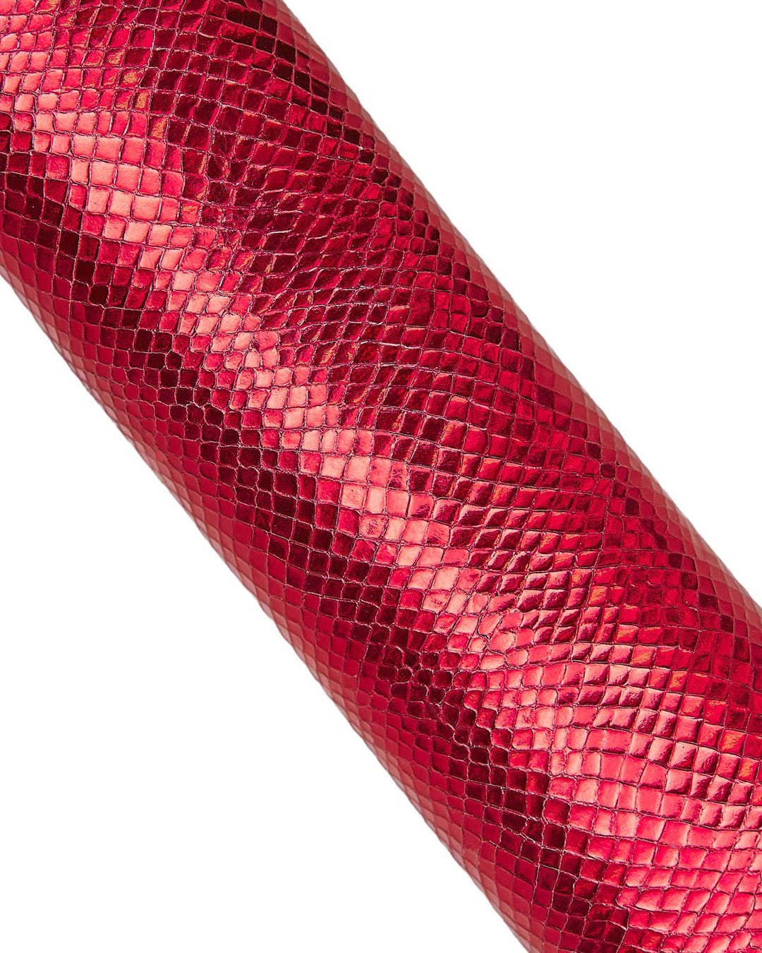Red METALLIC PYTHON Leather Skin, Glossy Reptile Printed Goatskin, Soft ...