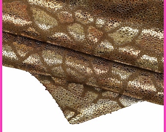 Brown GIRAFFE printed leather skin, metallic animal printed goatskin, soft bright skin B16253-MT(st) La Garzarara