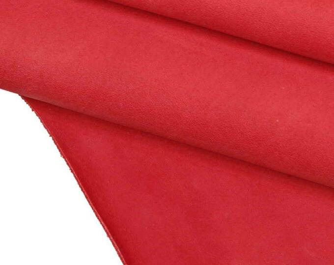 Red cow Nubuck leather hides, matte smooth waxed cowhide   B13732-TU La Garzarara