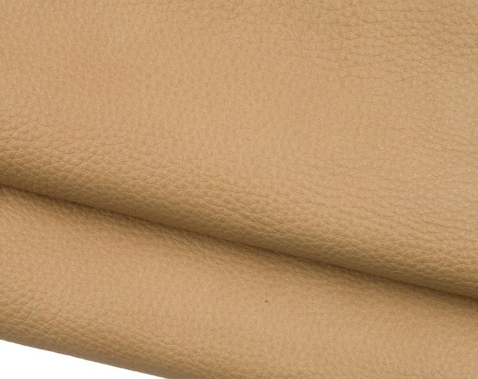 Beige GENUINE leather hide, soft MILLED cowhide, natural grainy calfskin, 1.6 - 1.8 mm for crafters B18788-TU La Garzarara