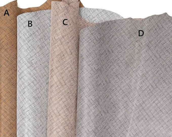 TEXTURED goatskin leather hide weaving effect 4 colors available soft geometric embossed leather for bags leather craft B19178-ST