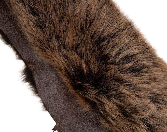 Dark brown natural WOOL leather skin,  double face SHEARLING with back skin in dark brown glossy leather  B19628-MNT La Garzarara