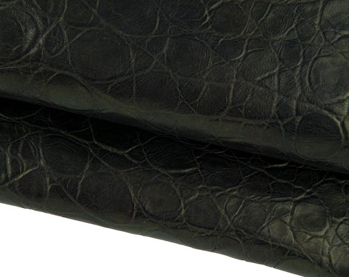 Bronze ALLIGATOR leather hide, metallic embossed shaded cowhide, crocodile printed calfskin soft B17338-MT(ST) La Garzarara