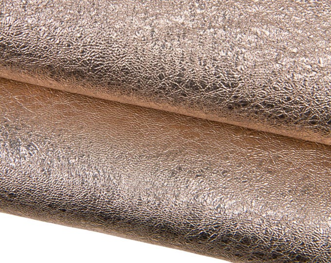 PINK METALLIC leather skin, wrinkled bright sparkle goatskin hide, soft   B18002-MT La Garzarara
