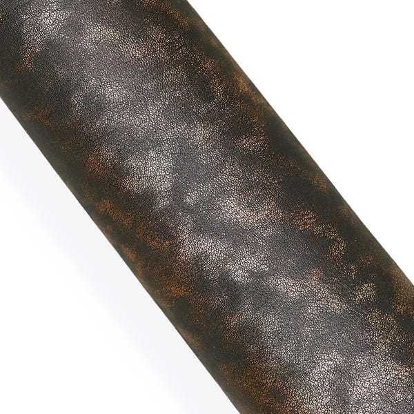 Couro bronze manchado - preto, cabra laminada macia, couro METÁLICO efeito vintage - envelhecido B18182-MT(st) La Garzarara