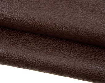 Dark brown PEBBLE grain printed leather hide, soft calfskin, sporty cowhide for crafters, 1.3 - 1.5 mm B18228-TU   La Garzarara