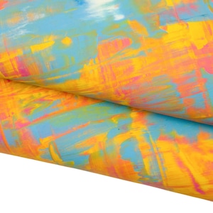 Pellame colorato dipinta A MANO, capra stampa PENNELLATE, pelle multicolor effetto gommoso, opaco, morbidissima B17863-DM   La Garzarara