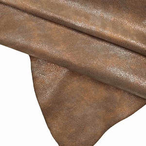 Metallic Distressed leather hides, aged goat suede skins, antiqued vintage goatskins  B12831-MT(st) La Garzarara
