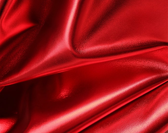 RED metallic leather skin, smooth sparkle goatskin, bright soft hide, ideal for DIY projects B-18005-MT La Garzarara