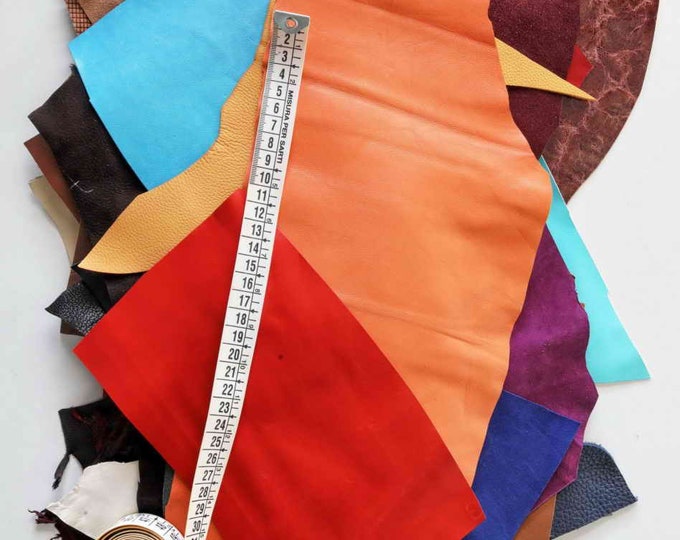 Vintage Leather Pieces, 5x6 Assorted Colors, Distressed Aged and Rustic Craft Scraps for crafters B002 La Garzarara