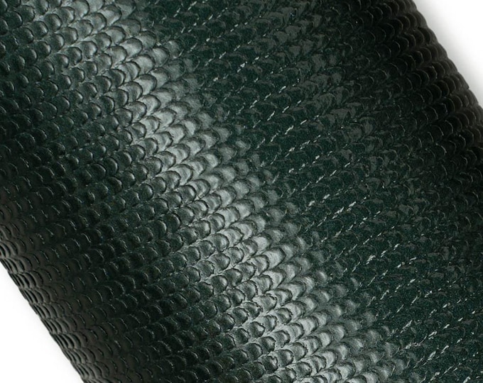 Dark green SNAKE leather skin, reptile ENGRAVED patent goatskin, glossy soft printed hide B19697-ST La Garzarara